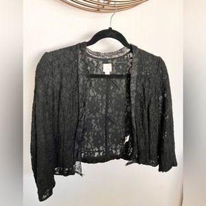 LC Conrad Black Lace Kimono Bolero Quarter Sleeves Junior Size 12 Adult Size S